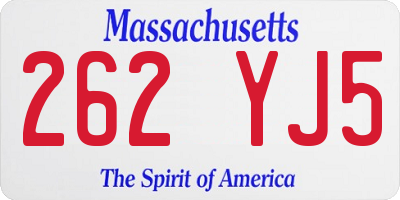 MA license plate 262YJ5