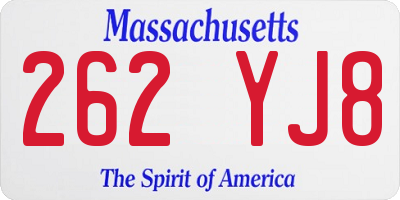 MA license plate 262YJ8