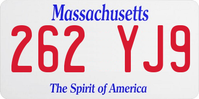 MA license plate 262YJ9
