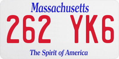 MA license plate 262YK6