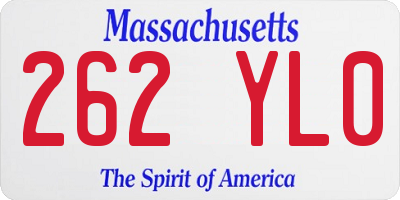 MA license plate 262YL0
