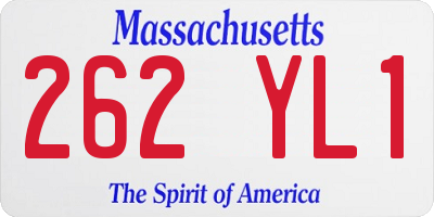 MA license plate 262YL1