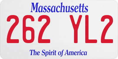 MA license plate 262YL2