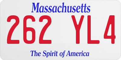 MA license plate 262YL4