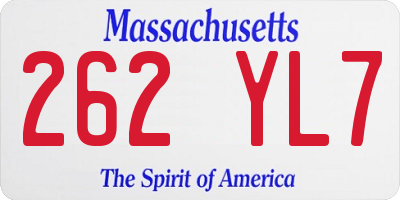 MA license plate 262YL7