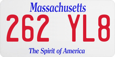 MA license plate 262YL8