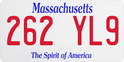 MA license plate 262YL9