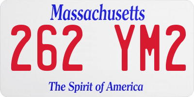 MA license plate 262YM2