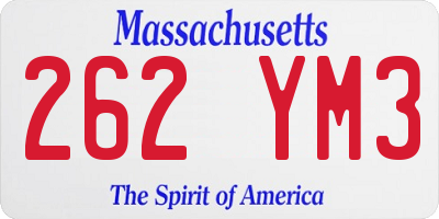 MA license plate 262YM3