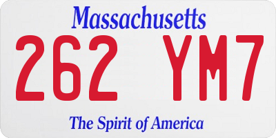 MA license plate 262YM7