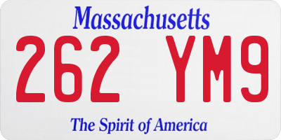 MA license plate 262YM9