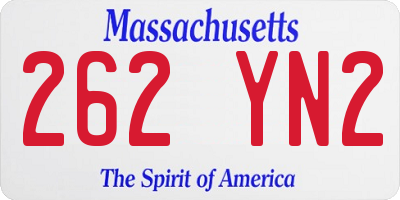 MA license plate 262YN2