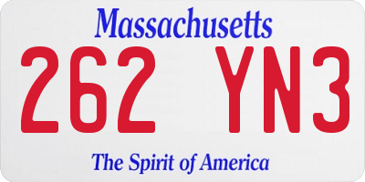 MA license plate 262YN3