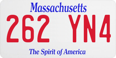 MA license plate 262YN4