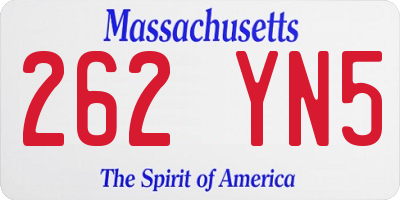 MA license plate 262YN5