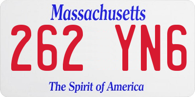 MA license plate 262YN6