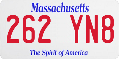 MA license plate 262YN8