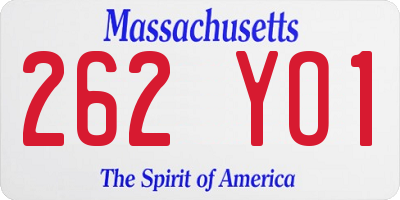 MA license plate 262YO1