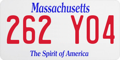 MA license plate 262YO4