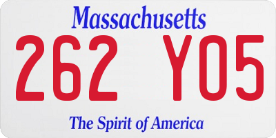 MA license plate 262YO5