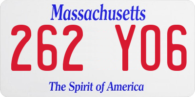 MA license plate 262YO6