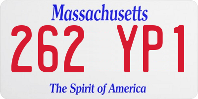 MA license plate 262YP1