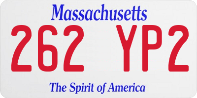 MA license plate 262YP2