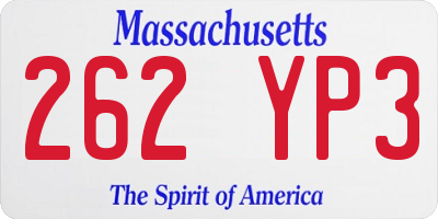 MA license plate 262YP3