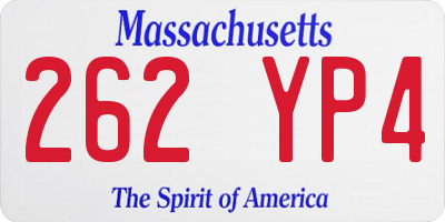 MA license plate 262YP4