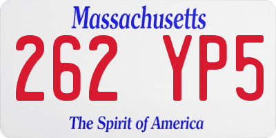 MA license plate 262YP5