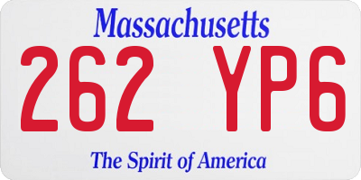 MA license plate 262YP6