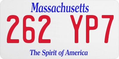 MA license plate 262YP7
