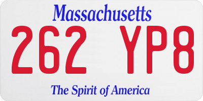 MA license plate 262YP8