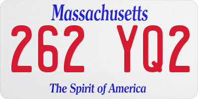 MA license plate 262YQ2