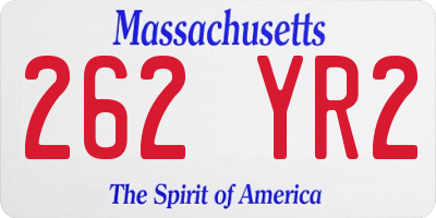 MA license plate 262YR2