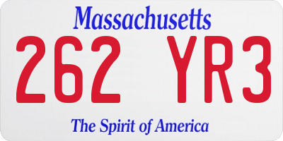 MA license plate 262YR3