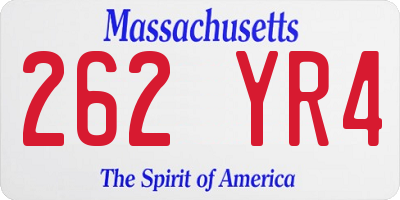 MA license plate 262YR4