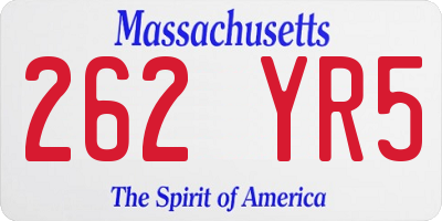 MA license plate 262YR5
