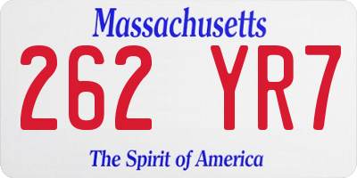 MA license plate 262YR7
