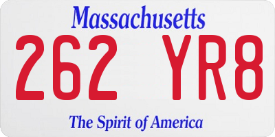 MA license plate 262YR8