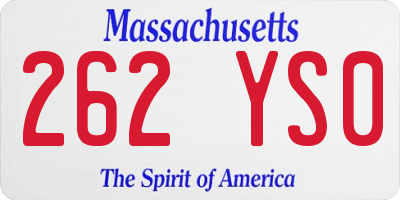 MA license plate 262YS0