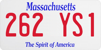 MA license plate 262YS1