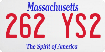 MA license plate 262YS2