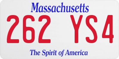 MA license plate 262YS4