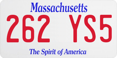 MA license plate 262YS5