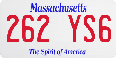 MA license plate 262YS6