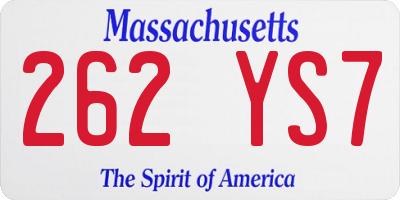 MA license plate 262YS7