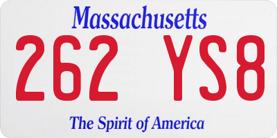 MA license plate 262YS8