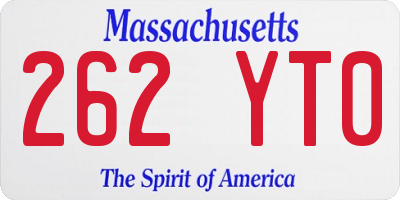 MA license plate 262YT0