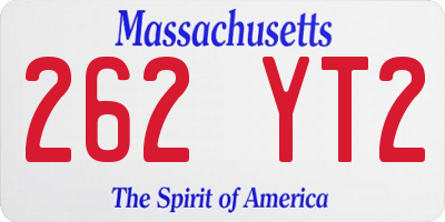 MA license plate 262YT2
